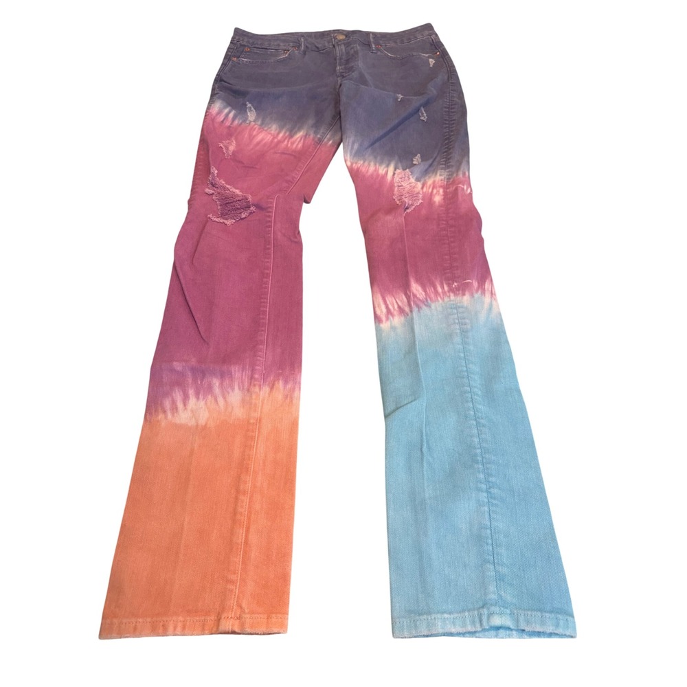 American Eagle Young Money Tie Dye Distressed Next Level Flex Slim Jeans 34x34